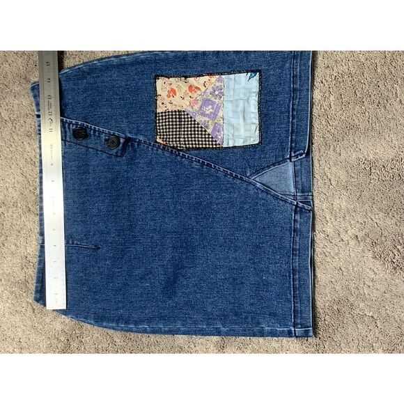 New. R.G KANE stretch patchwork denim skirt - Picture 6 of 10